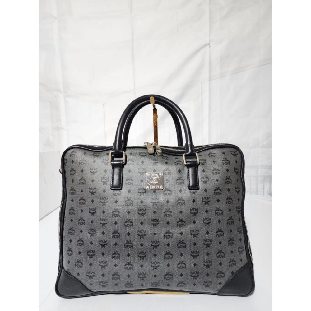 Authentic MCM Visetos Laptop Bag Grey/Black - Picture 1 of 14